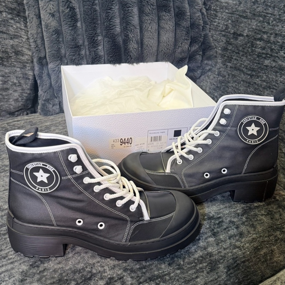 Black High-Top Boots with Star Logo
